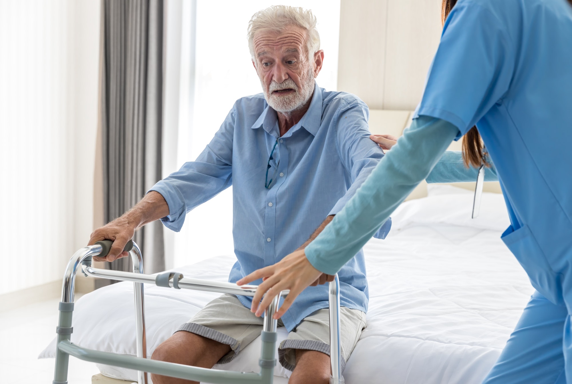 Caregiver nurse take care a Senior patient.Caregiver nurse take care a Senior patient.