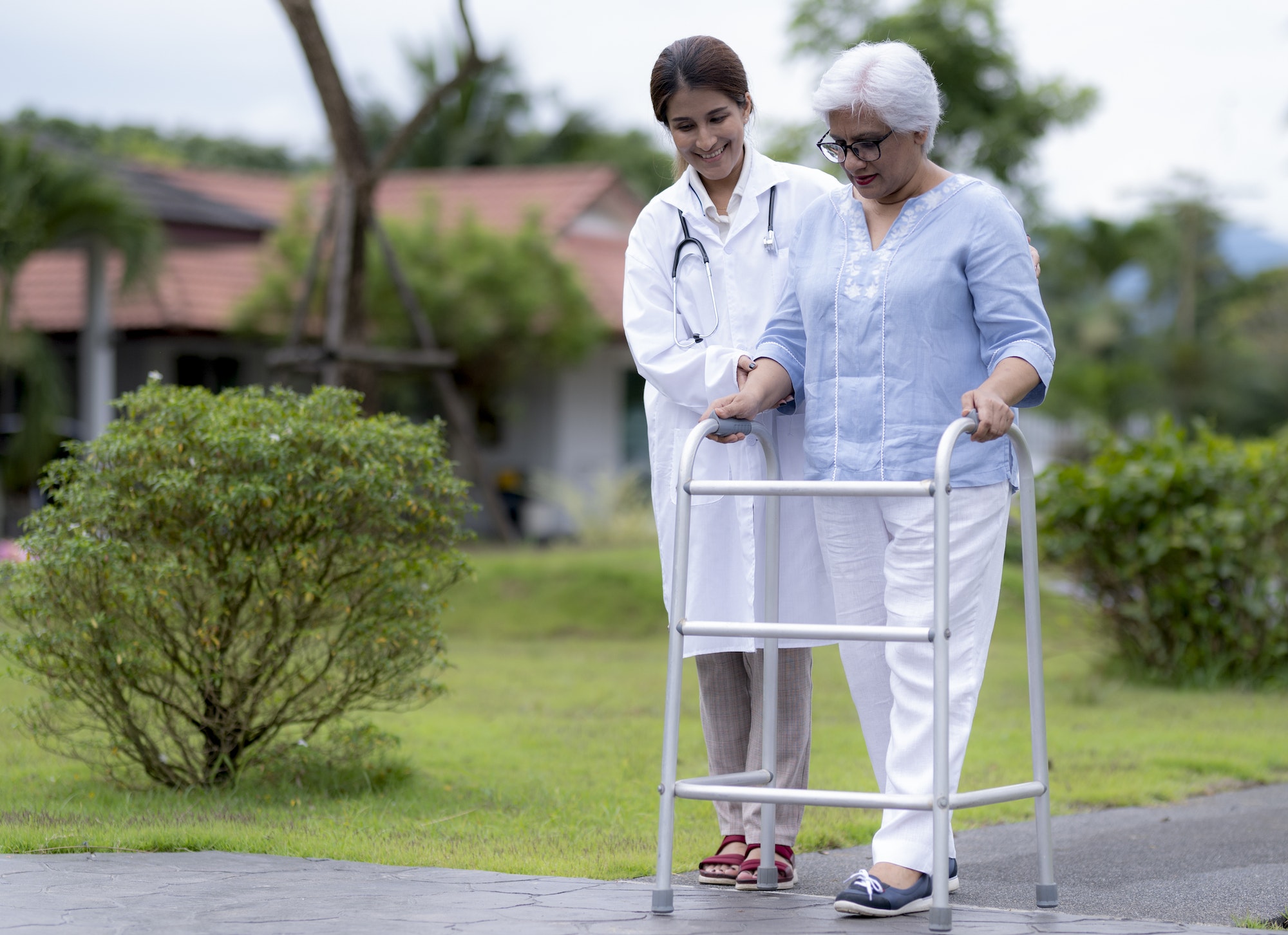 Medical staff caring for the elderly in nursing homes.